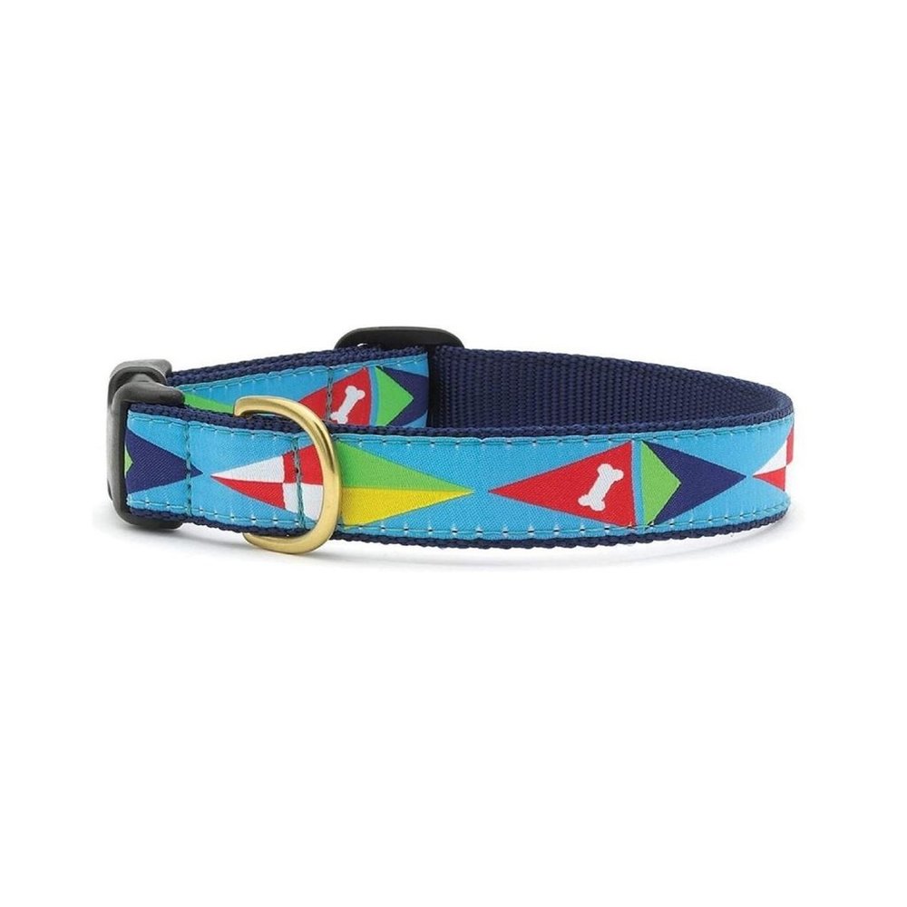 Nautical Flags Premium Ribbon Dog Collar by Up Country